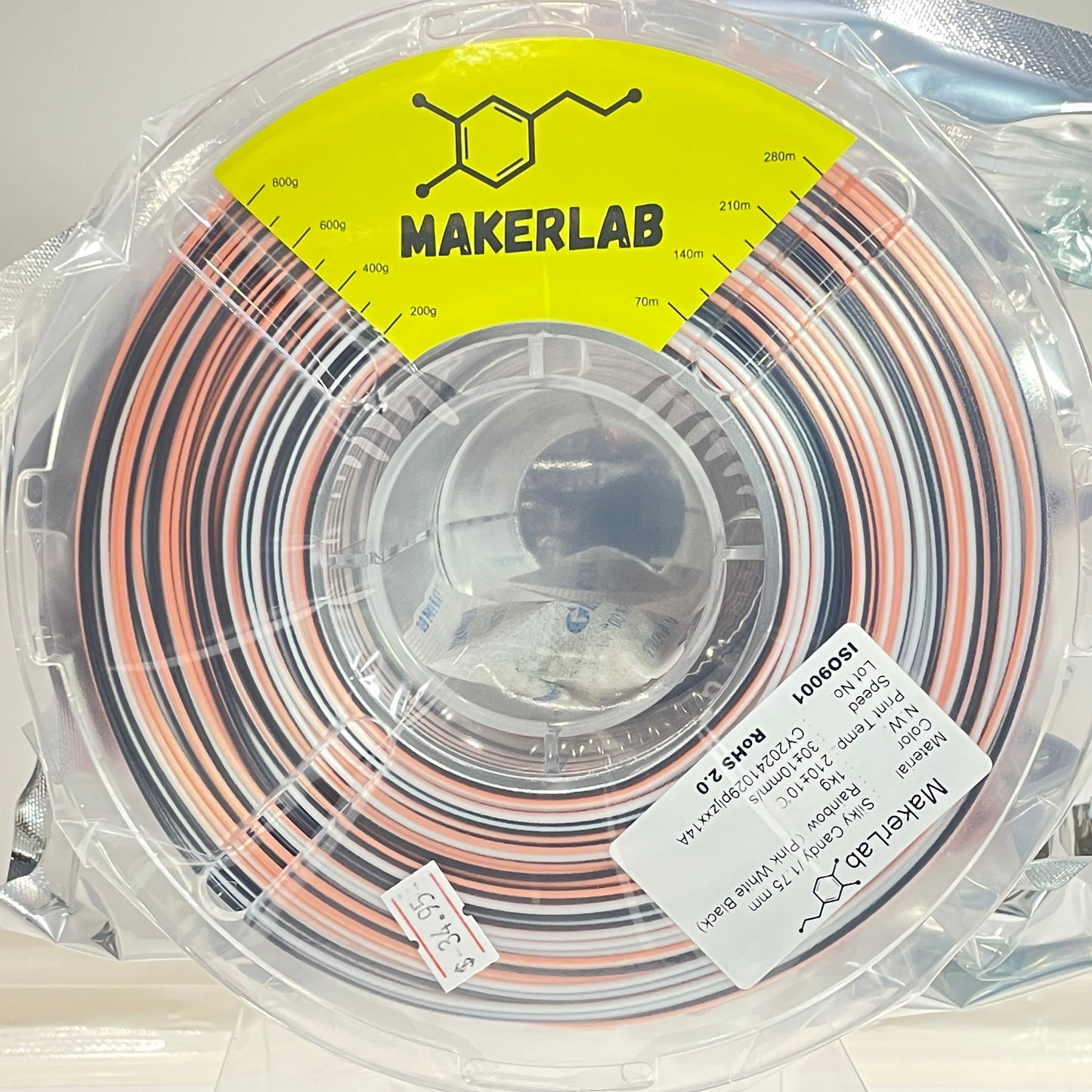 RAINBOW PINK WHITE BLACK 1kg PLA+