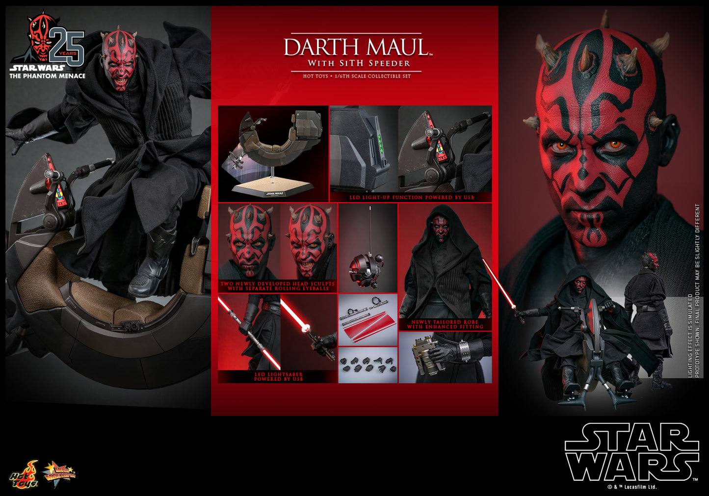 Star Wars Episode I: The Phantom Menace - Darth Maul with Sith Speeder 1:6 Scale Collectible Set